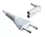 Euro plug type C to C7 90° down, 0,75mm², VDE, white, length 2,00m