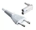 Euro plug type C to C7 90° angled at the bottom, 0.75mm², VDE, white, length 2.00m