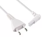 Eurostecker Typ C auf C7 90° unten gewinkelt, 0,75mm², VDE, weiß, Länge 2,00m