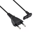 Eurostecker Typ C auf C7 90° unten, 0,75mm², VDE, schwarz, Länge 2,00m