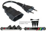 Netzkabel Verlängerung, Eurostecker auf Eurobuchse, 0,75mm², VDE, schwarz, Länge 0,20m