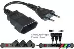 Netzkabel Verlängerung, Eurostecker auf Eurobuchse, 0,75mm², VDE, schwarz, Länge 0,20m