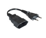 Alargador de cable de red, euroconector a euroconector, 0,75 mm², negro, longitud 0,20 m, corto