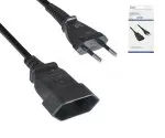 Kabel zasilający wtyczka Euro do gniazda Euro, 0.75mm², Euro CEE 7/16, przedłużacz, VDE, czarny, puszka DINIC z otworem Euro, długość 2.00m