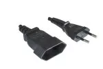 Netzkabel Eurostecker auf Buchse, 0,75mm², Verlängerung, VDE, schwarz, Länge 2,00m