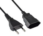 Netzkabel Eurostecker auf Buchse, 0,75mm², Verlängerung, schwarz, Länge 2,00m