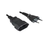 Kabel zasilający z wtyczką Euro do gniazda, 0,75 mm², przedłużacz, czarny, długość 2,00 m