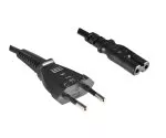 Cablu de alimentare Euro plug tip C la C7, 0,75mm², VDE, negru, lungime 0,50m