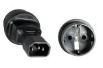 Power adapter, mains adapter protective contact socket CEE 7/3 to C14 IEC plug