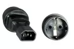 Stromadapter, Netzadapter Schutzkontaktbuchse CEE 7/3 auf C14 Kaltgerätestecker