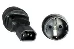 Voedingsadapter, netadapter veiligheidscontactdoos CEE 7/3 naar C14 IEC-stekker, UPS-adapter