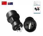Power adapter Australia CEE 7/3 to AUS/China, black, DINIC box with Euro hole