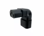 C13 to C14 angled mains adapter, YL-3212L-2 IEC 60320-C13/14 horizontal angled, top/bottom