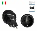 Strømadapter Italia CEE 7/3 til ITA type L CEE 7/3-kontakt/ITA 3-polet plugg type L, svart, DINIC-boks med eurohull