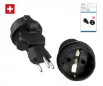 Stromadapter Schweiz CEE 7/3 auf CHE Typ J CEE 7/3 Bu./CHE Typ J St. 10A Sicherung, DINIC Box mit Euroloch