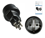 Reiseadapter Amerika USA/Japan CEE 7/3 auf Typ B CEE 7/3 Buchse/USA Nema 5-15P 3pin St., DINIC Box mit Euroloch