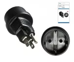 Adapter podróżny Ameryka USA/Japonia CEE 7/3 do gniazda typu B CEE 7/3/USA Nema 5-15P 3pin, puszka DINIC z otworem Euro
