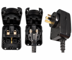 Stromadapter CEE 7/3 auf AUS Typ I Stecker, verschraubt, schwarz