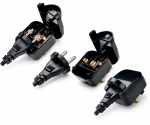 Stromadapter CEE 7/17 Buchse auf UK Typ G Stecker, 5A, verschraubt, schwarz