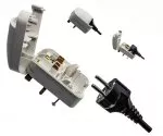 Adaptador de corriente de toma CEE 7/3 a enchufe UK tipo G, 13A, atornillado, blanco