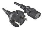 Netzkabel Europa CEE 7/17 90° auf C17, 1mm², Konturenstecker, VDE, schwarz, Länge 2,00m