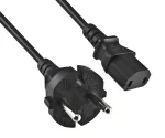 Netzkabel Europa CEE 7/17 auf C17, 1mm², Konturenstecker, VDE, schwarz, Länge 2,00m