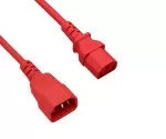 Kabel zasilający C13-C14, czerwony, 0,75 mm², przedłużacz, VDE, długość 0,50 m