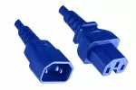 Warm appliance cable C14 to C15, 1mm², H05V2V2F3G 1mm², extension, 2.00m, blue