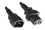 Warm device cable C14 to C15, 0,75mm², extension, VDE, black, length 2,00m