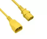 Kabel zasilający C13 do C14, żółty, 0.75mm², przedłużacz, VDE, długość 1.00m