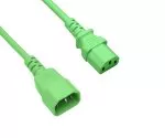 Cold appliance cable C13 to C14, 0,75mm², extension, VDE, green, length 1,00m