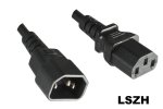 Cold appliance cable C13 to C14, YP-32/YC-12 LSZH, 1mm², extension, VDE, black, length 3,00m