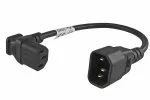 Cable de alimentación C13 90° superior a C14, 0,75 mm², VDE, negro, longitud 0,30 m