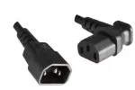 Cold appliance cable C13 90° to C14, 1mm², extension, VDE, black, length 1,80m