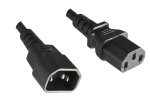 Cold appliance cable C13 to C14, 1,5mm², extension, VDE, black, length 3,00m