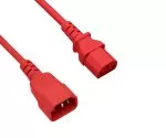 Cold appliance cable C13 to C14, 0,75mm², extension, VDE, red, length 1.80m