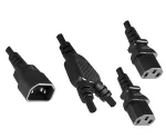 Napájecí kabel 2x C13 na C14, 1mm², prodlužovací, VDE, černý, délka 2,00m