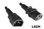 Cold appliance cable C13 to C14 LSZH, 1mm², extension, VDE, black, length 1,80m