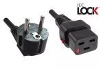 Netzkabel Europa CEE 7/7 90° auf C19, 1,5mm², mit Verriegelung, VDE, schwarz, Länge 2,00m