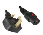 Cablu de rețea Anglia UK tip G 5A la C13, cu blocare, 1.00mm², aprobare: BSI sau ASTA, negru, lungime 2.00m