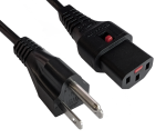 Netzkabel Amerika USA NEMA 5-15P, Typ B auf C13, mit Verriegelung, Zulassungen: UL/CSA, schwarz, Länge 2,00m