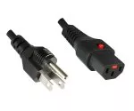 Mains cable America USA NEMA 5-15P, type B to C13, with locking mechanism, approvals: UL/CSA, black, length 2.00m
