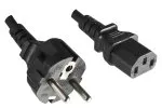 Power cord Europe CEE 7/7 straight to C13, 0,75mm², VDE, black, length 1,80m