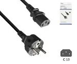 Power cord Europe CEE 7/7 straight to C13, 0,75mm², VDE, black, length 1.00m, DINIC box