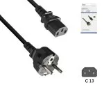 Síťový kabel Europe CEE 7/7 přímý na C13, 0,75 mm², CEE 7/7/IEC 60320-C13, VDE, černý, krabice DINIC s eurootvorem, délka 1,00 m