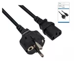 Netzkabel Europa CEE 7/7 gerade auf C13, 0,75mm², CEE 7/7/IEC 60320-C13, VDE, schwarz, DINIC Box mit Euroloch, Länge 1,00m