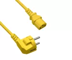 Kabel sieciowy Europa CEE 7/7 90° do C13, 0,75 mm², VDE, żółty, długość 1,00 m