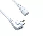 Kabel sieciowy Europa CEE 7/7 90° do C13, 0,75 mm², VDE, biały, długość 1,00 m
