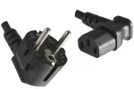 Power cable CEE 7/7 90° to C13 90° right, 1mm², VDE, black, length 3,00m