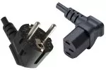 Power Cord CEE 7/7 90° to C13 90°, 1mm², VDE, black, length 3,00m